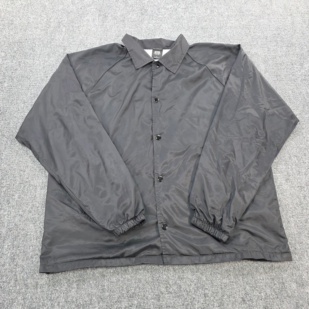 OBEY Mens Black Nylon Coach Jacket Lightweight Collared Snap Button Size L
Faded